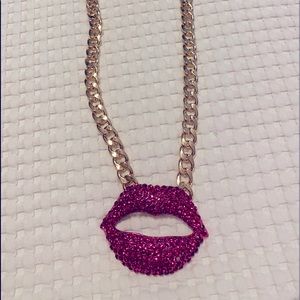 COPY - Natasha hot pink crystal lips pendant neck…